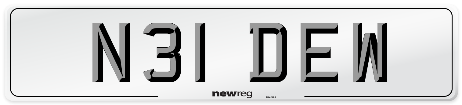 N31 DEW Number Plate from New Reg